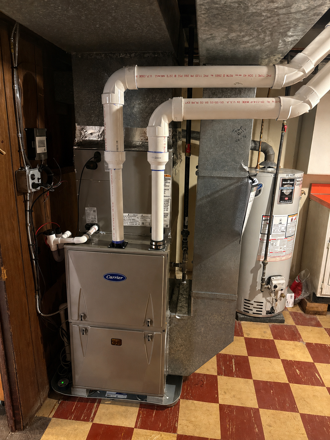 High-efficiency furnace with air-conditioning coil installed by TrueField Home Services in Delaware County, PA