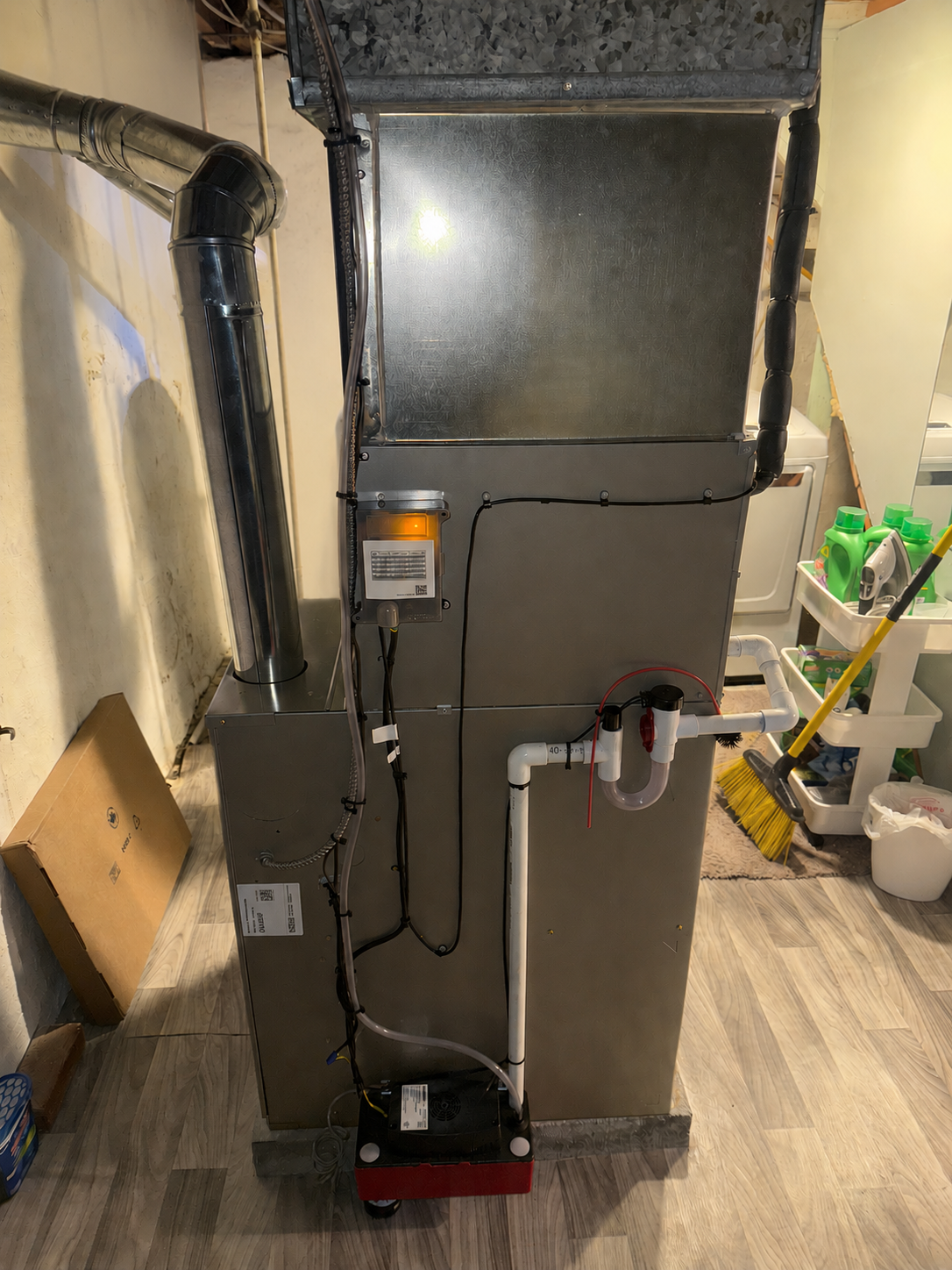 High-efficiency furnace with air-conditioning coil installed by TrueField Home Services in Delaware County, PA