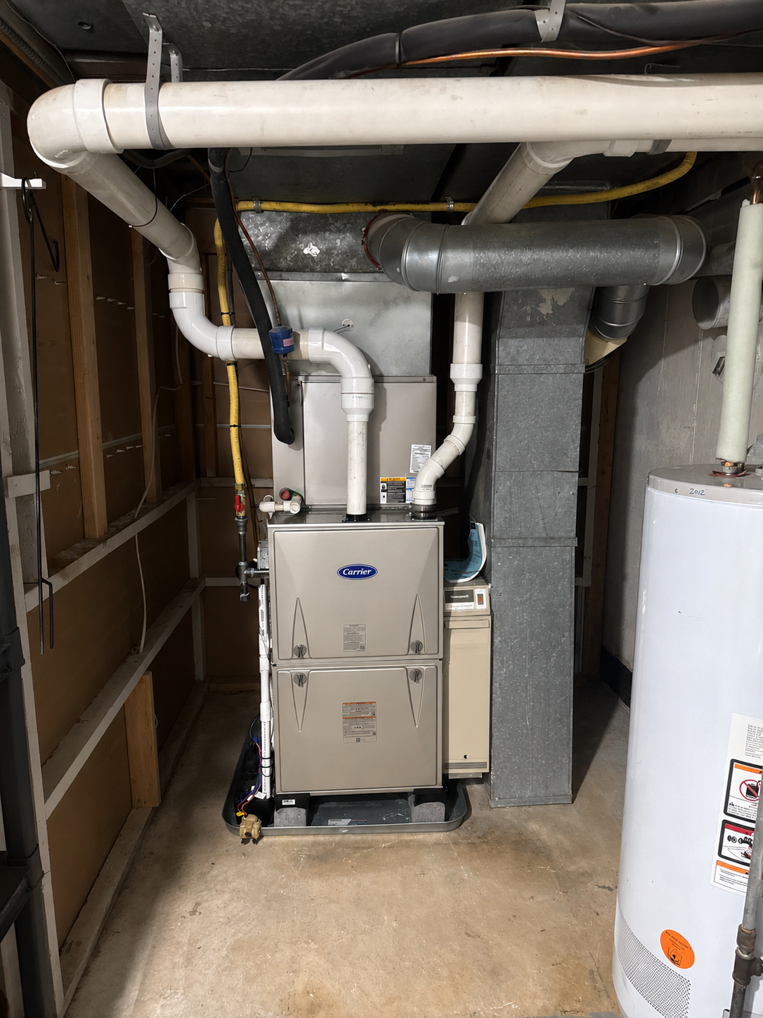 High-efficiency furnace with air-conditioning coil installed by TrueField Home Services in Delaware County, PA
